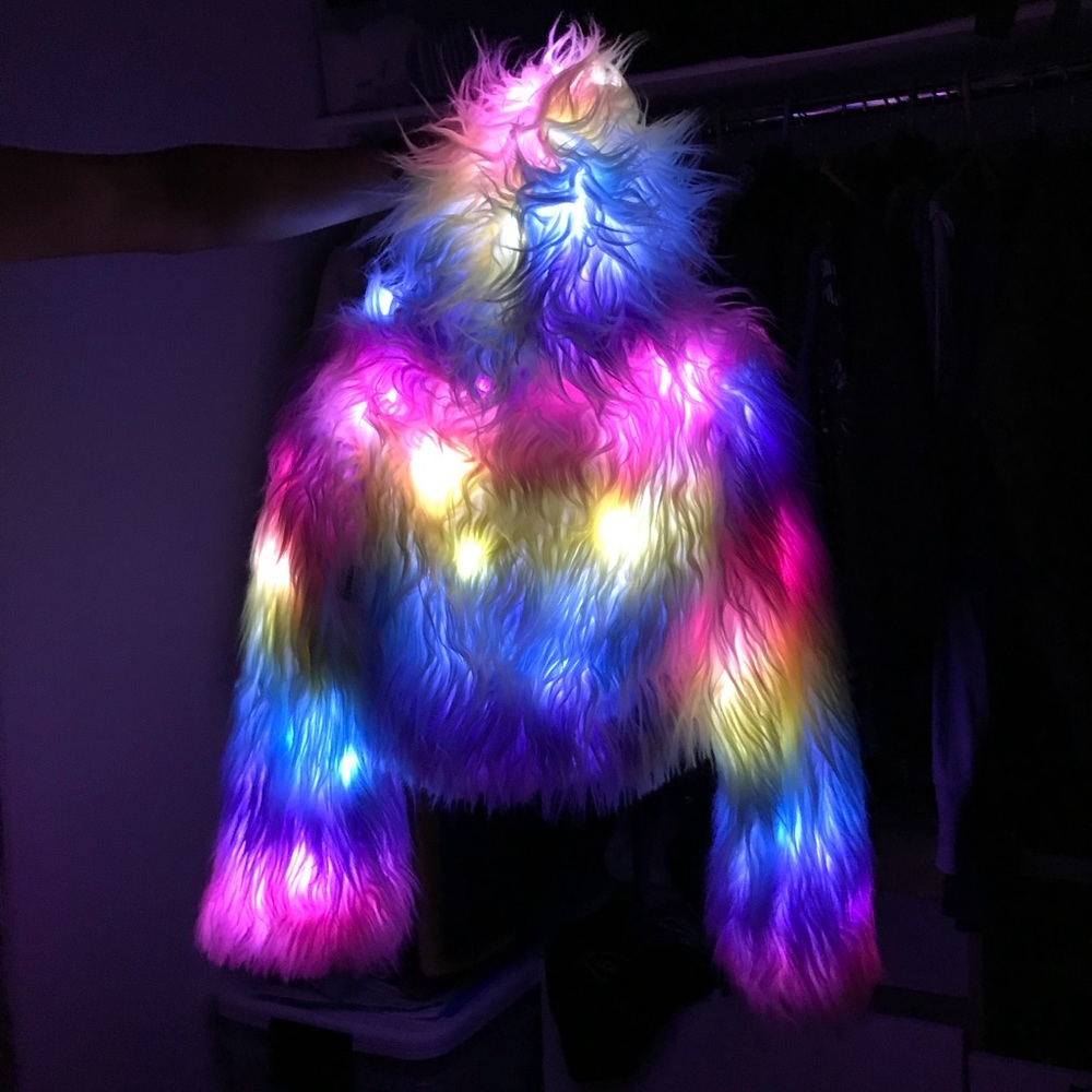 Fuzzy rave / festival jacket 🌈